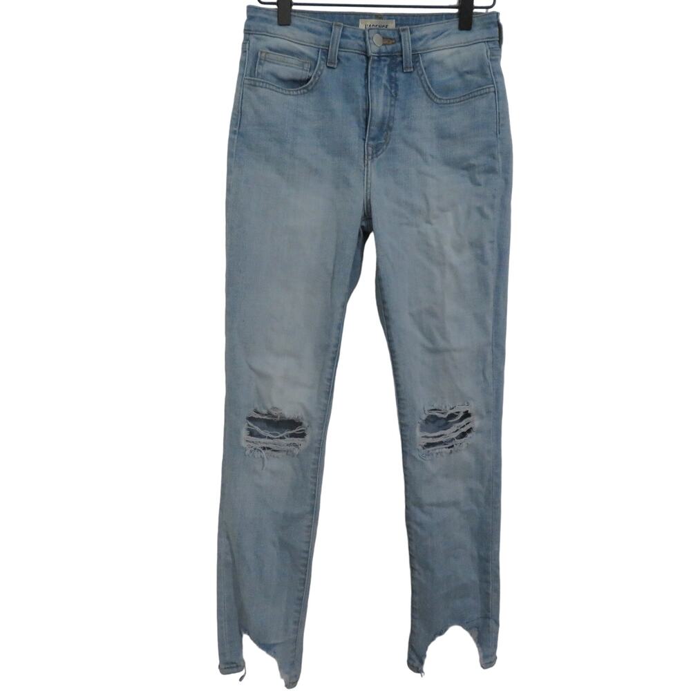 L'Agence Womens Sz 25 High Line Skinny Distressed Jeans Distressed Hems